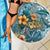 Sea Turtle In The Ocean Beach Blanket with Polynesian Pattern Arty Style