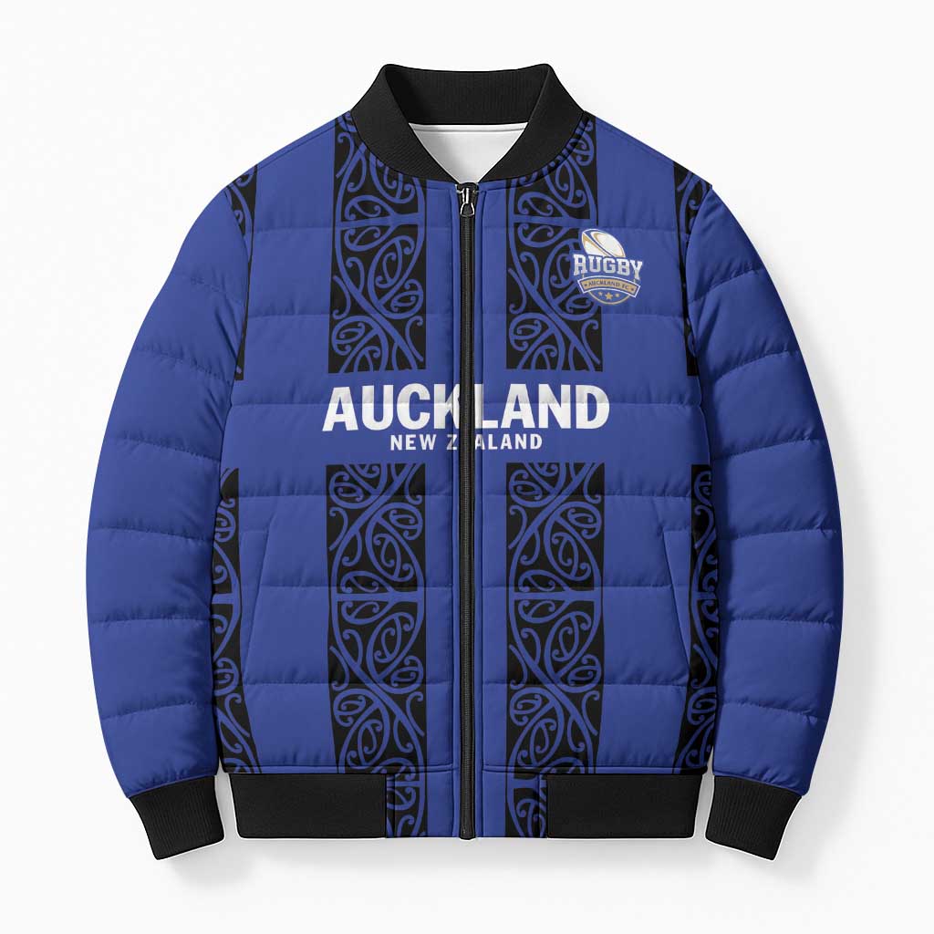 Custom Oceania Football NZ Auckland Bomber Puffer Jacket Maori Tribal Pattern