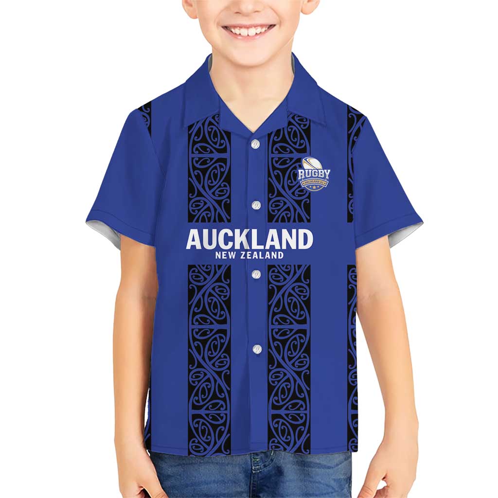 Custom Oceania Football NZ Auckland Kid Hawaiian Shirt Maori Tribal Pattern