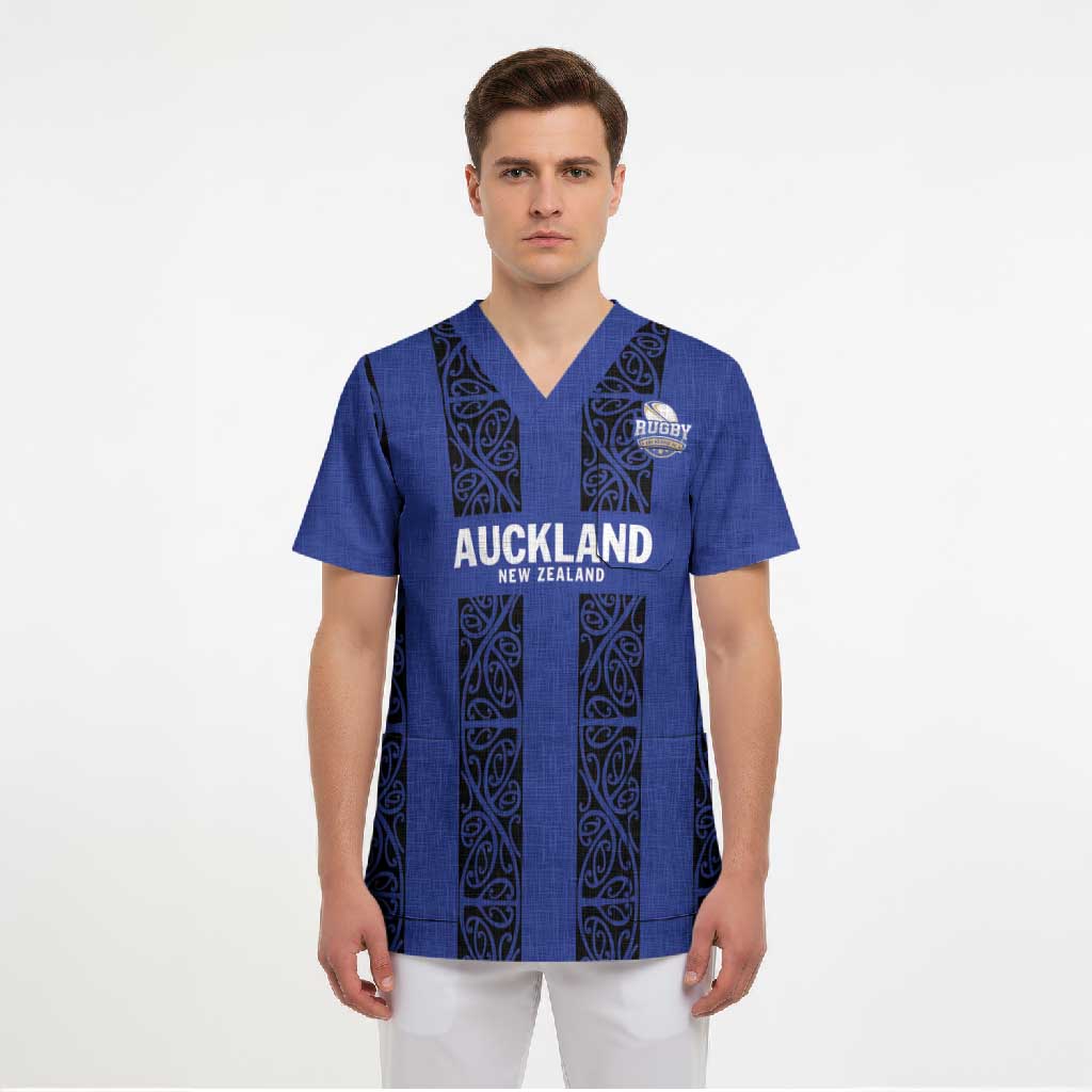 Custom Oceania Football NZ Auckland Scrub Top Maori Tribal Pattern