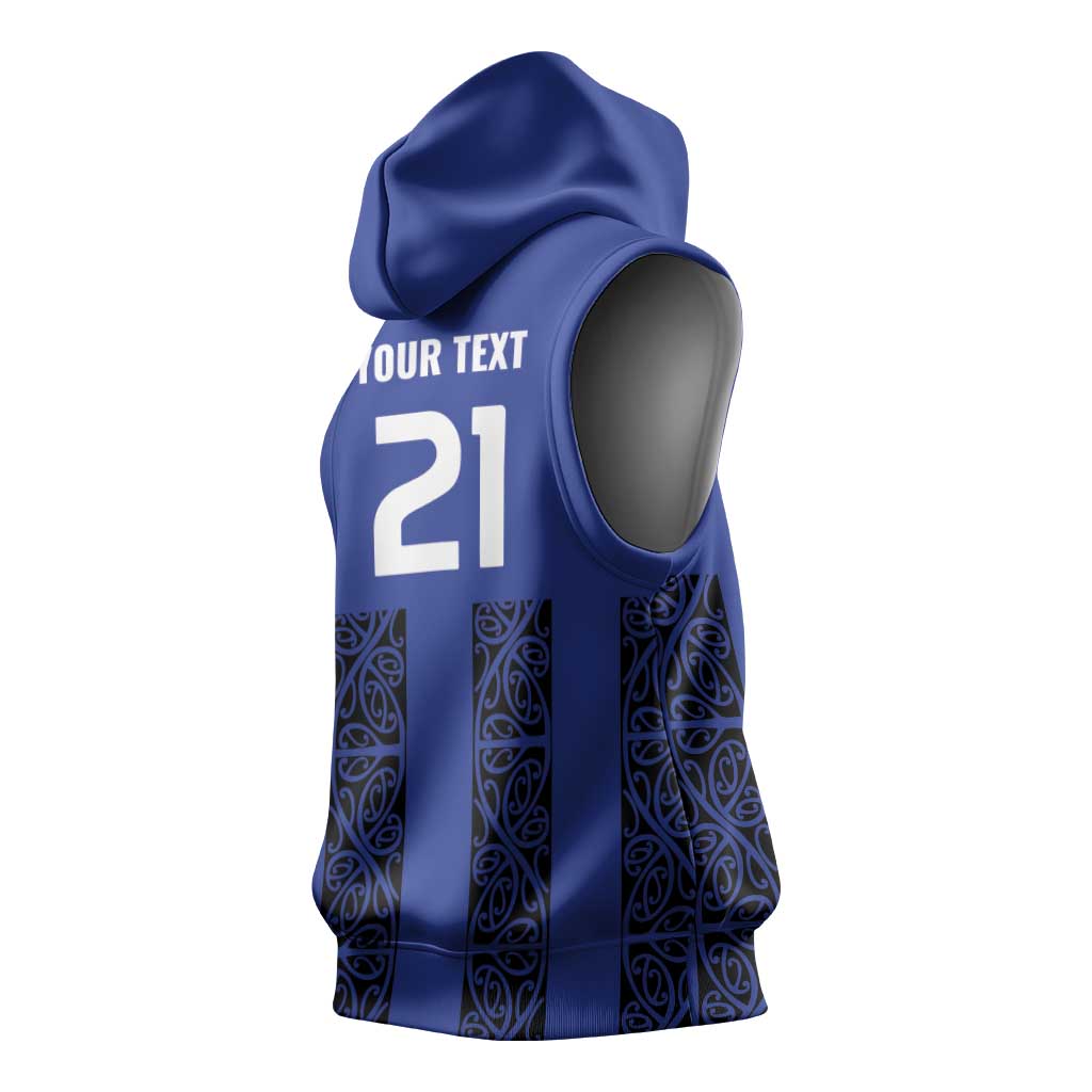 Custom Oceania Football NZ Auckland Sleeveless Hoodie Maori Tribal Pattern