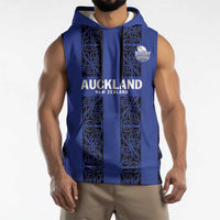 Custom Oceania Football NZ Auckland Sleeveless Hoodie Maori Tribal Pattern
