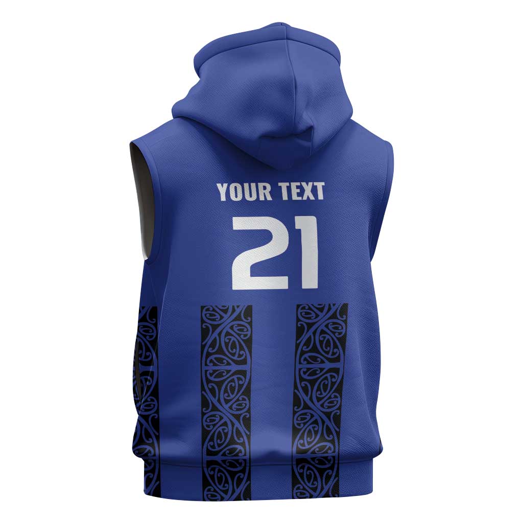 Custom Oceania Football NZ Auckland Sleeveless Zip Hoodie Maori Tribal Pattern