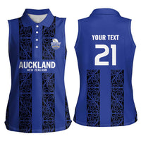 Custom Oceania Football NZ Auckland Women Sleeveless Polo Shirt Maori Tribal Pattern