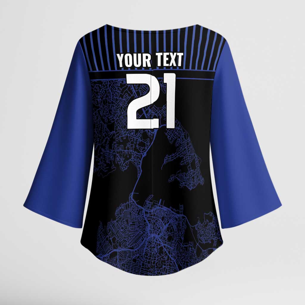 Custom Oceania Football NZ Auckland Kimono Sleeve Blouse Minimal City Map Style