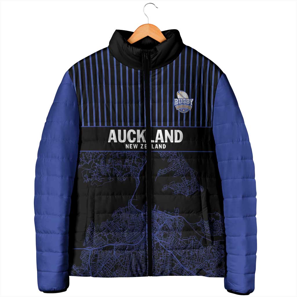 Custom Oceania Football NZ Auckland Padded Jacket Minimal City Map Style