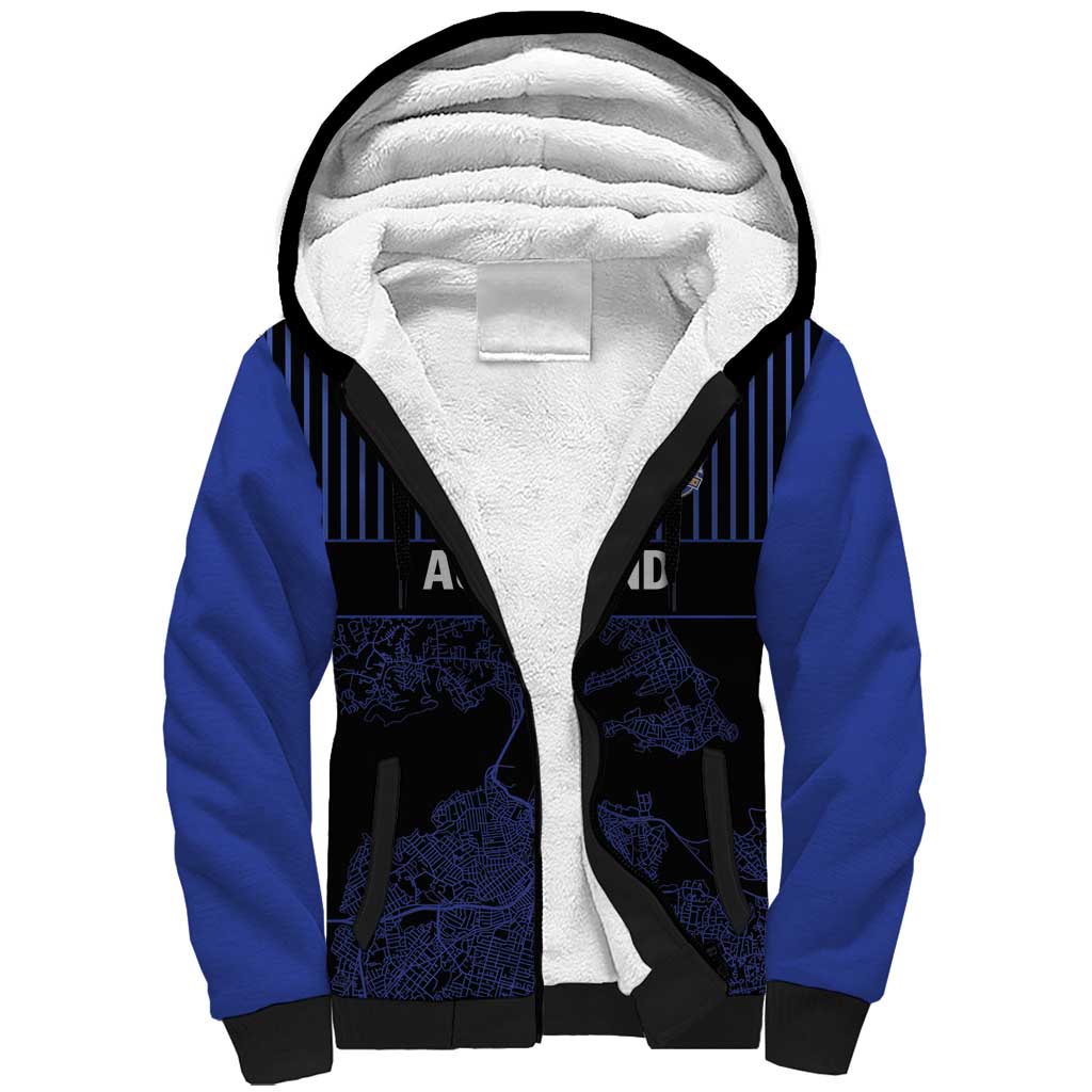Custom Oceania Football NZ Auckland Sherpa Hoodie Minimal City Map Style