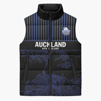 Custom Oceania Football NZ Auckland Sleeveless Puffer Jacket Minimal City Map Style