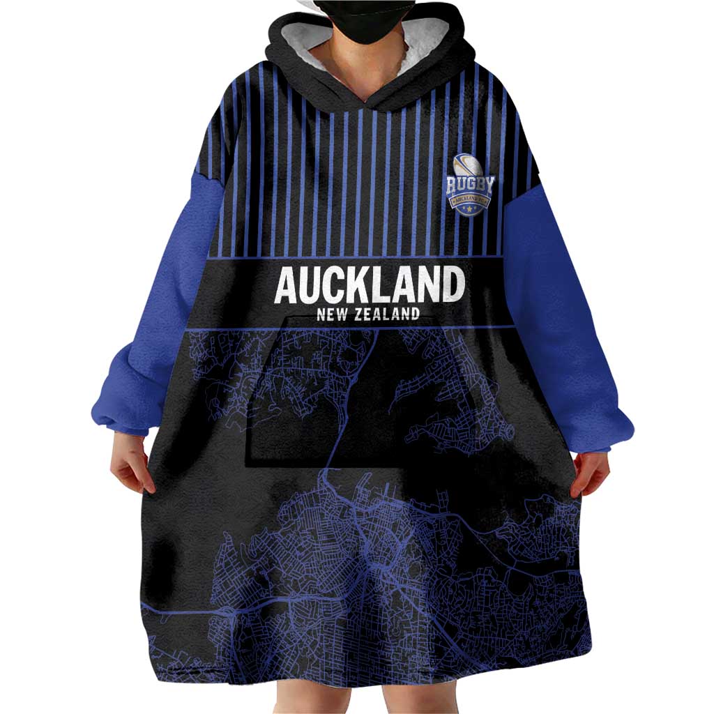 Custom Oceania Football NZ Auckland Wearable Blanket Hoodie Minimal City Map Style