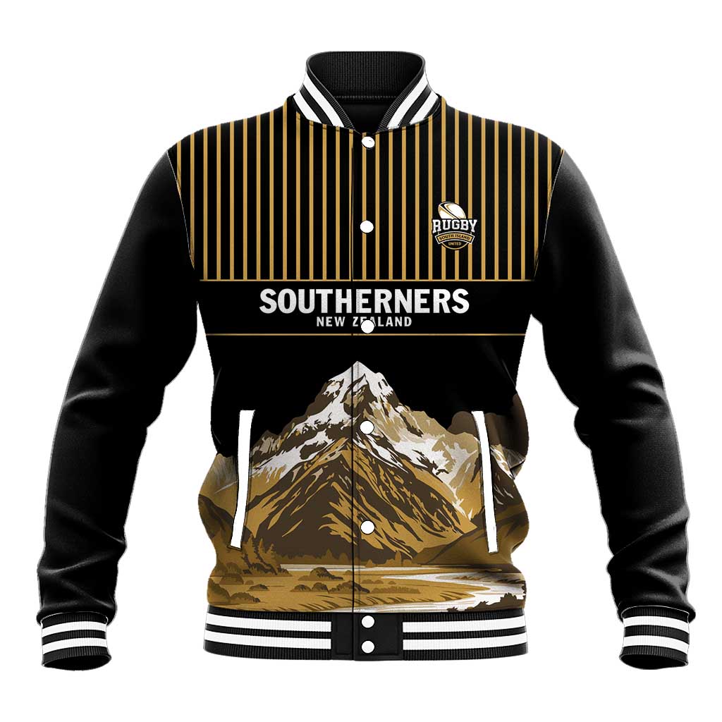 Custom Oceania Football NZ South Island Baseball Jacket Minimal Mount Cook Silhouette