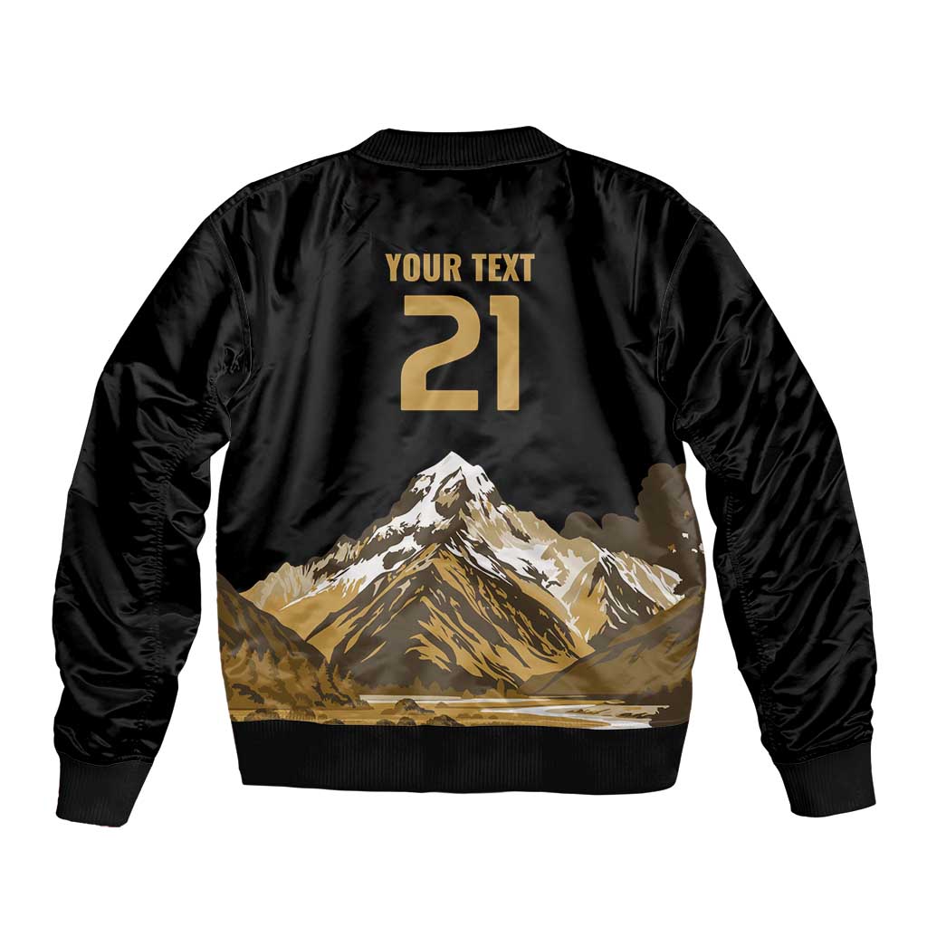 Custom Oceania Football NZ South Island Bomber Jacket Minimal Mount Cook Silhouette