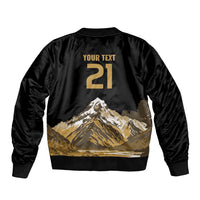 Custom Oceania Football NZ South Island Bomber Jacket Minimal Mount Cook Silhouette