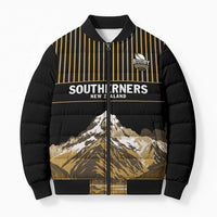 Custom Oceania Football NZ South Island Bomber Puffer Jacket Minimal Mount Cook Silhouette