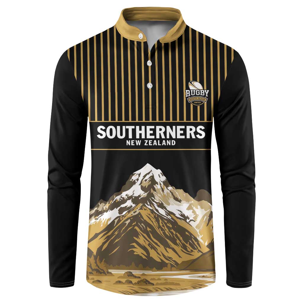 Custom Oceania Football NZ South Island Button Sweatshirt Minimal Mount Cook Silhouette