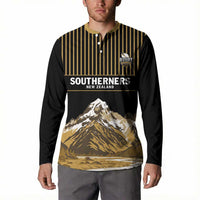 Custom Oceania Football NZ South Island Button Sweatshirt Minimal Mount Cook Silhouette