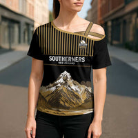 Custom Oceania Football NZ South Island Cross Shoulder Shirt Minimal Mount Cook Silhouette
