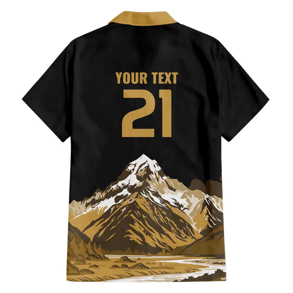 Custom Oceania Football NZ South Island Hawaiian Shirt Minimal Mount Cook Silhouette