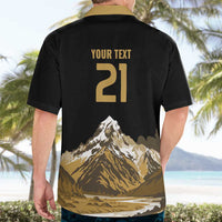 Custom Oceania Football NZ South Island Hawaiian Shirt Minimal Mount Cook Silhouette