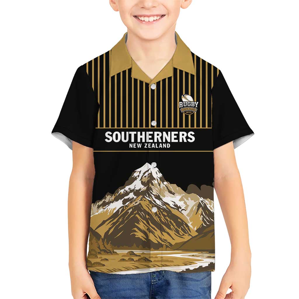Custom Oceania Football NZ South Island Hawaiian Shirt Minimal Mount Cook Silhouette