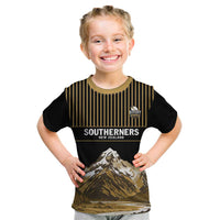 Custom Oceania Football NZ South Island Kid T Shirt Minimal Mount Cook Silhouette