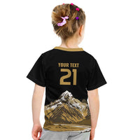 Custom Oceania Football NZ South Island Kid T Shirt Minimal Mount Cook Silhouette