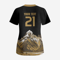 Custom Oceania Football NZ South Island Scrub Top Minimal Mount Cook Silhouette