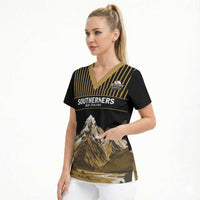 Custom Oceania Football NZ South Island Scrub Top Minimal Mount Cook Silhouette
