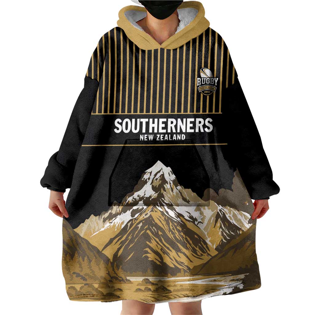 Custom Oceania Football NZ South Island Wearable Blanket Hoodie Minimal Mount Cook Silhouette