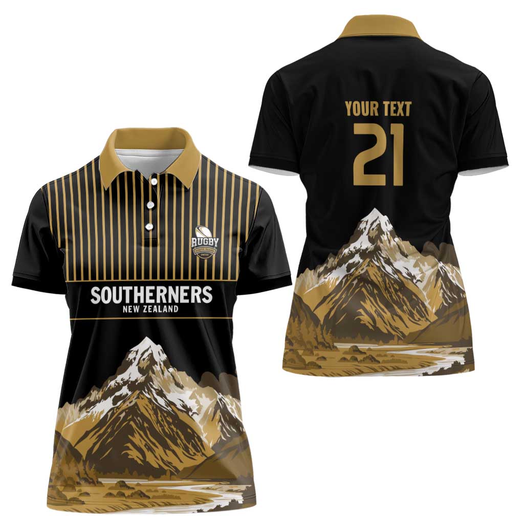 Custom Oceania Football NZ South Island Women Polo Shirt Minimal Mount Cook Silhouette