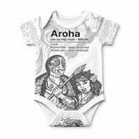 Aroha Maori Language Baby Onesie Te Reo Maori Inspired Art LT9 white - Polynesian Pride