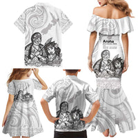 Aroha Maori Language Family Matching Mermaid Dress and Hawaiian Shirt Te Reo Maori Inspired Art LT9 - Polynesian Pride