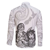 Aroha Maori Language Family Matching Off The Shoulder Long Sleeve Dress and Hawaiian Shirt Te Reo Maori Inspired Art LT9 - Polynesian Pride