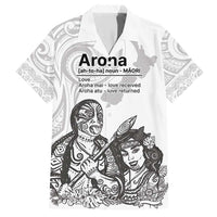 Aroha Maori Language Family Matching Short Sleeve Bodycon Dress and Hawaiian Shirt Te Reo Maori Inspired Art LT9 Dad's Shirt - Short Sleeve white - Polynesian Pride