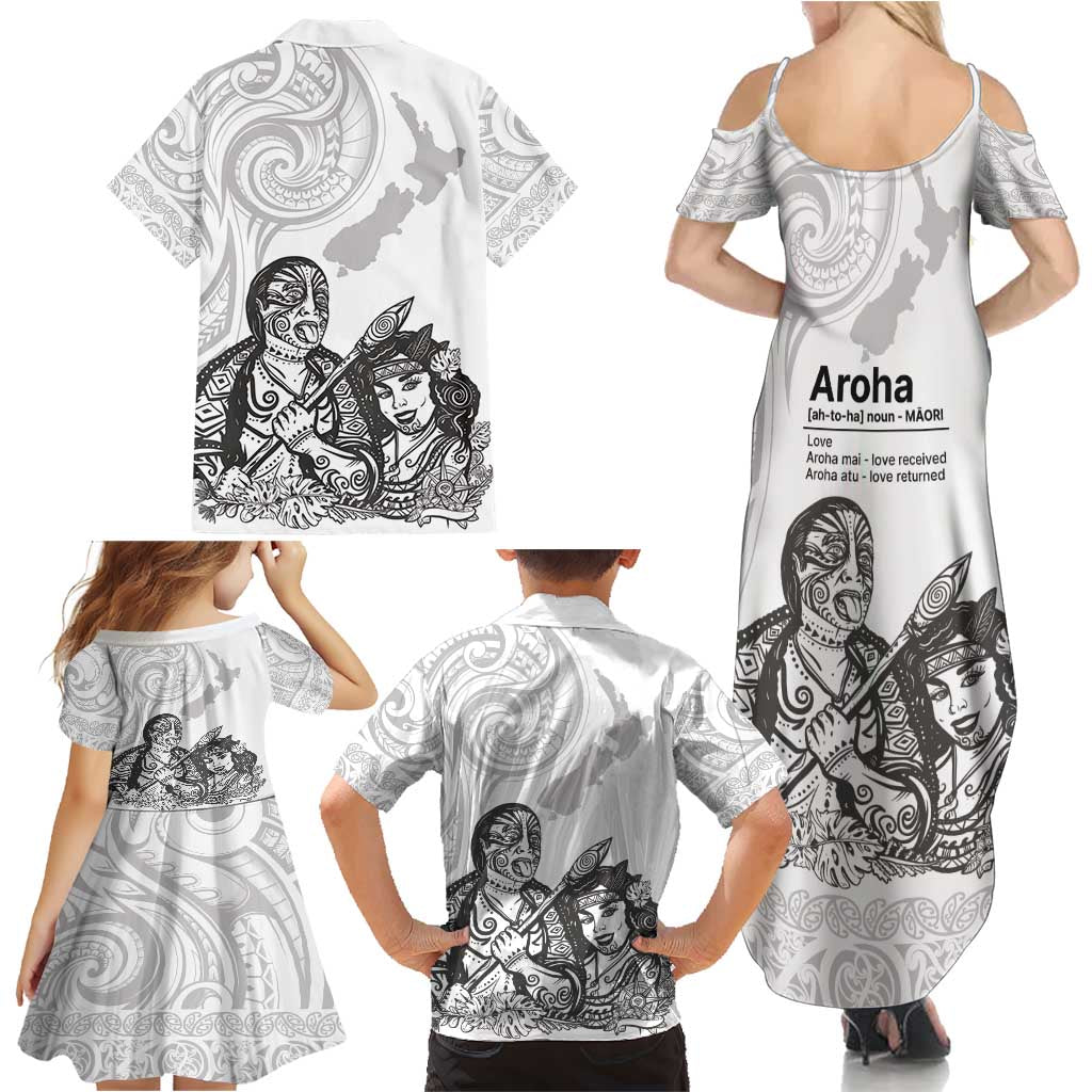 Aroha Maori Language Family Matching Summer Maxi Dress and Hawaiian Shirt Te Reo Maori Inspired Art LT9 - Polynesian Pride
