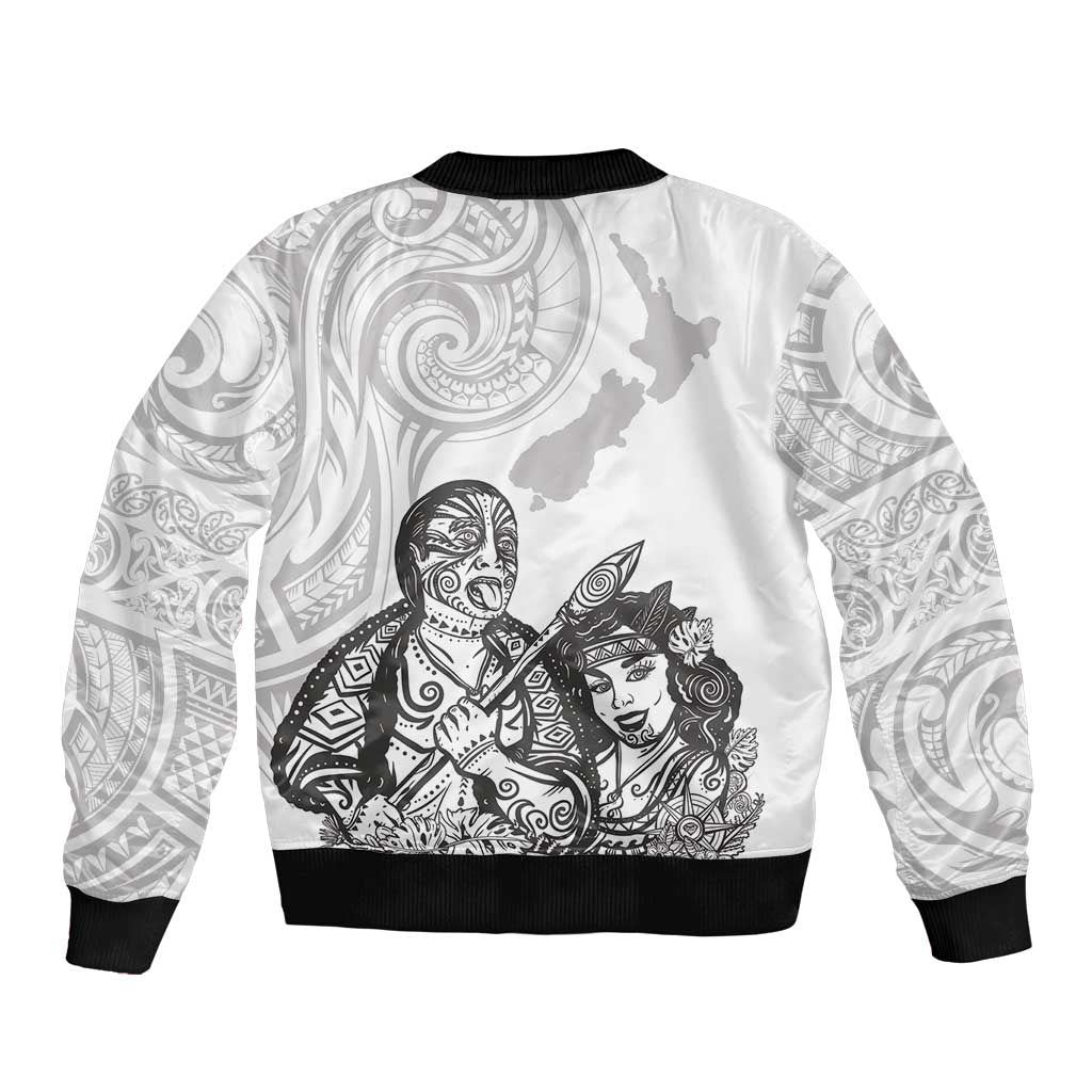 Aroha Maori Language Sleeve Zip Bomber Jacket Te Reo Maori Inspired Art
