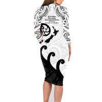 Kia Haka Maori language Family Matching Long Sleeve Bodycon Dress and Hawaiian Shirt Te Reo Maori Inspired Art LT9 - Polynesian Pride