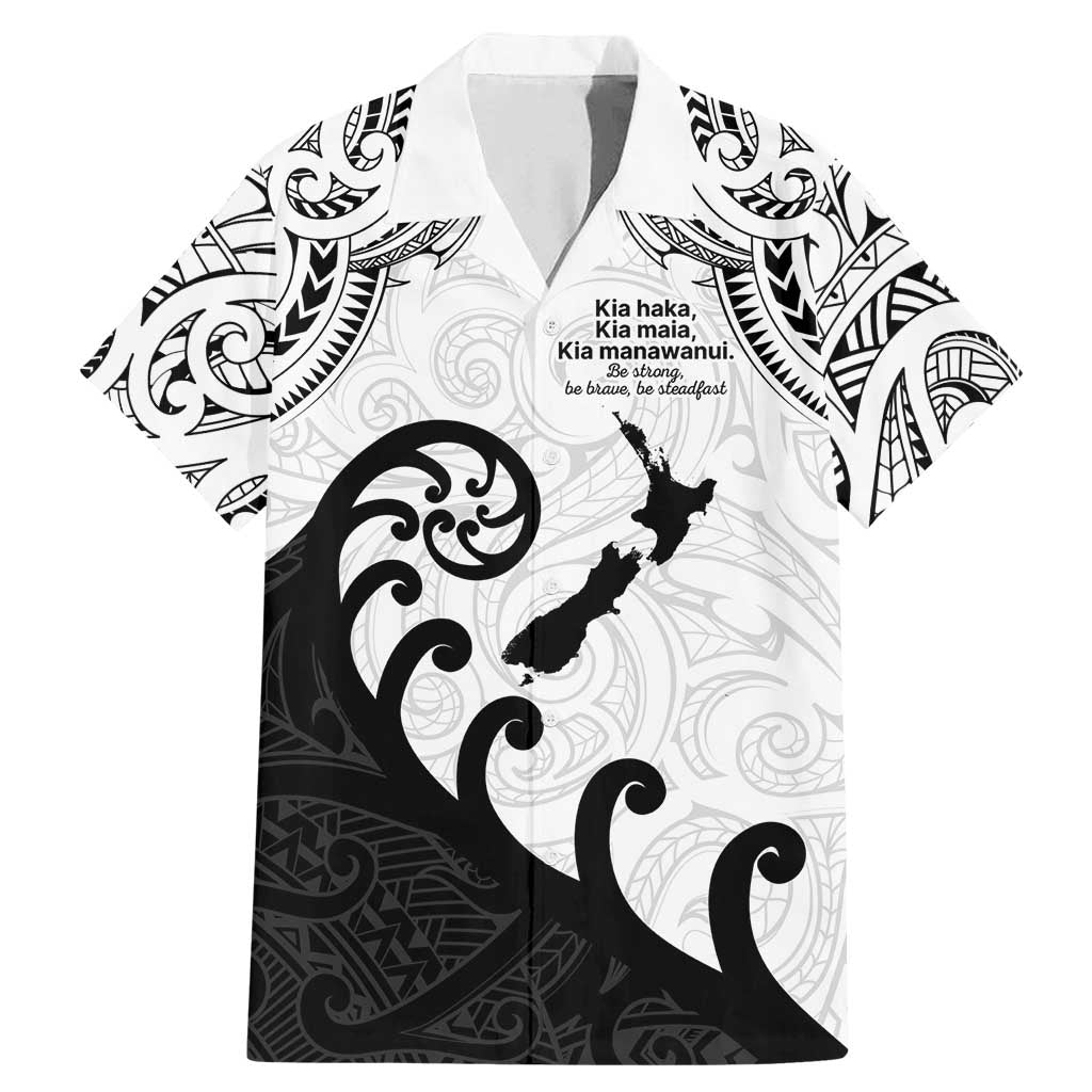 Kia Haka Maori language Family Matching Mermaid Dress and Hawaiian Shirt Te Reo Maori Inspired Art LT9 Dad's Shirt - Short Sleeve white - Polynesian Pride