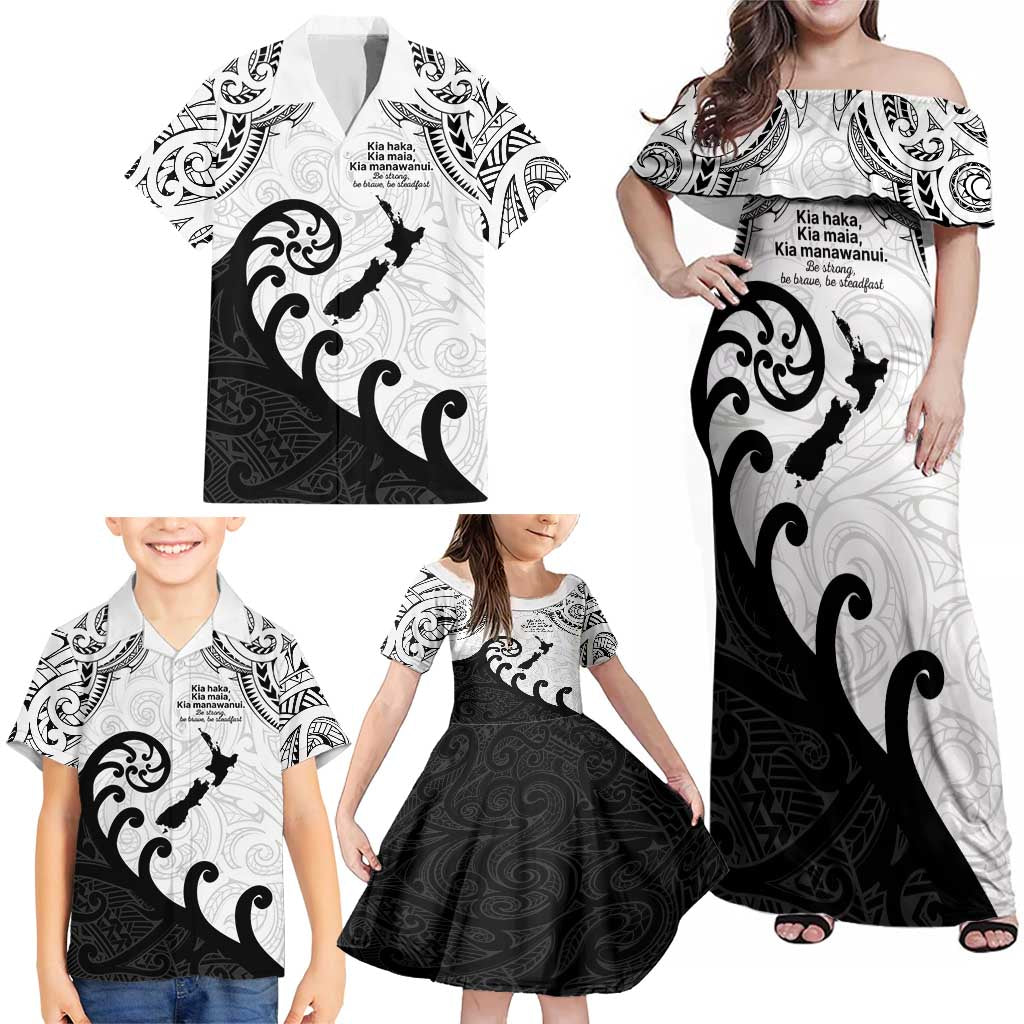 Kia Haka Maori language Family Matching Off Shoulder Maxi Dress and Hawaiian Shirt Te Reo Maori Inspired Art LT9 - Polynesian Pride