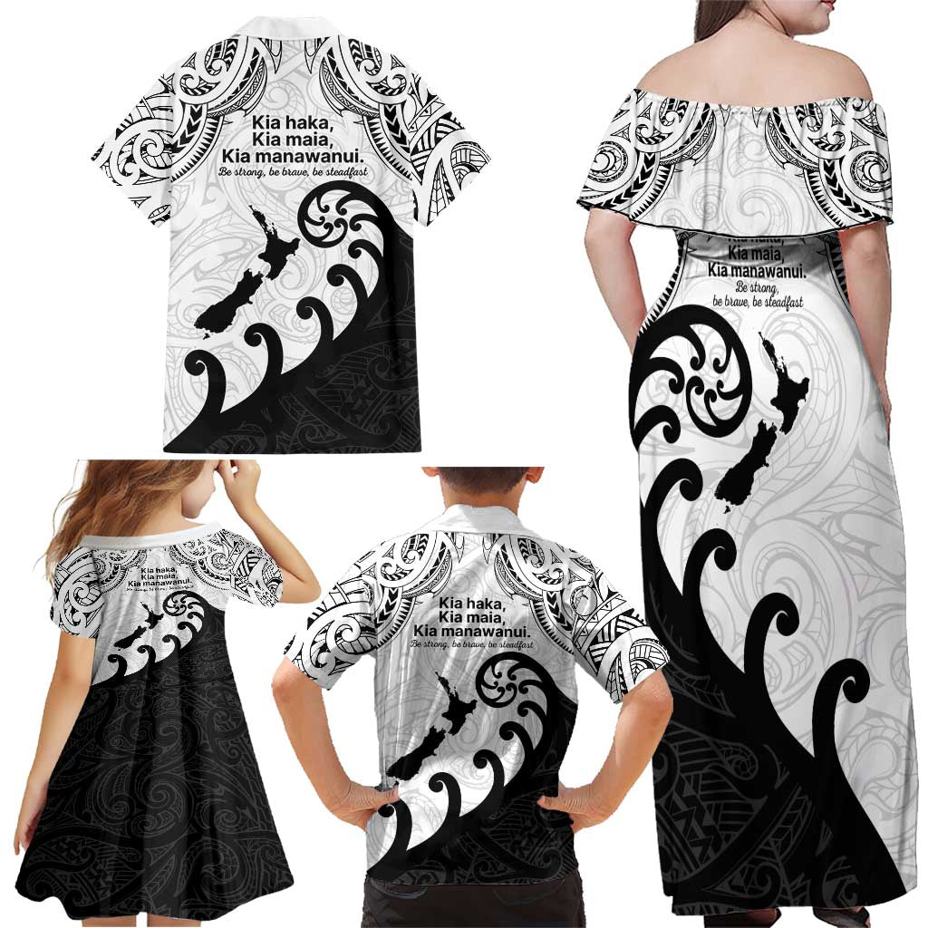 Kia Haka Maori language Family Matching Off Shoulder Maxi Dress and Hawaiian Shirt Te Reo Maori Inspired Art LT9 - Polynesian Pride