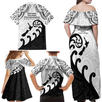 Kia Haka Maori language Family Matching Off Shoulder Maxi Dress and Hawaiian Shirt Te Reo Maori Inspired Art LT9 - Polynesian Pride