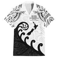 Kia Haka Maori language Family Matching Off Shoulder Short Dress and Hawaiian Shirt Te Reo Maori Inspired Art LT9 Dad's Shirt - Short Sleeve white - Polynesian Pride