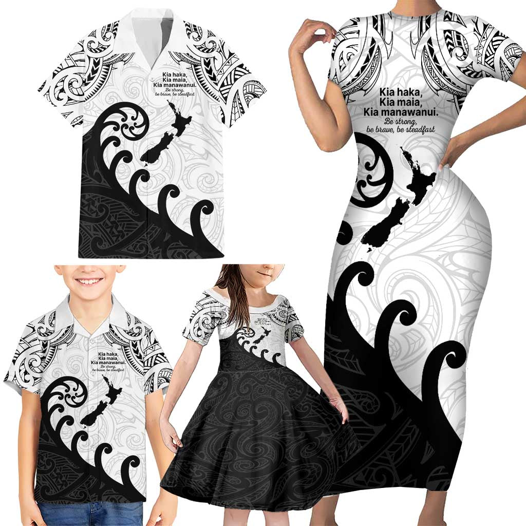 Kia Haka Maori language Family Matching Short Sleeve Bodycon Dress and Hawaiian Shirt Te Reo Maori Inspired Art LT9 - Polynesian Pride