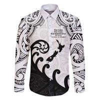 Kia Haka Maori language Family Matching Short Sleeve Bodycon Dress and Hawaiian Shirt Te Reo Maori Inspired Art LT9 Dad's Shirt - Long Sleeve white - Polynesian Pride