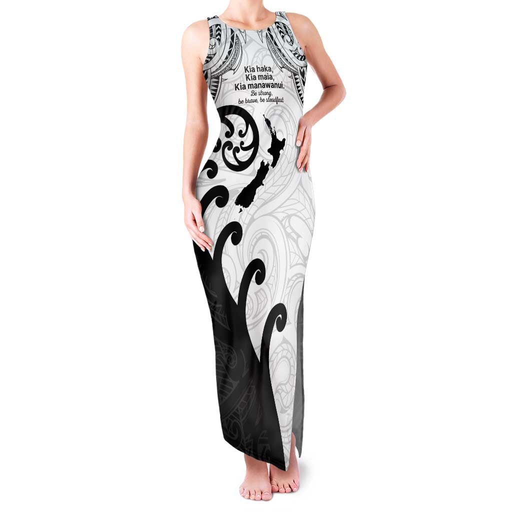 Kia Haka Maori language Family Matching Tank Maxi Dress and Hawaiian Shirt Te Reo Maori Inspired Art LT9 Mom's Dress white - Polynesian Pride