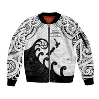 Kia Haka Maori language Sleeve Zip Bomber Jacket Te Reo Maori Inspired Art