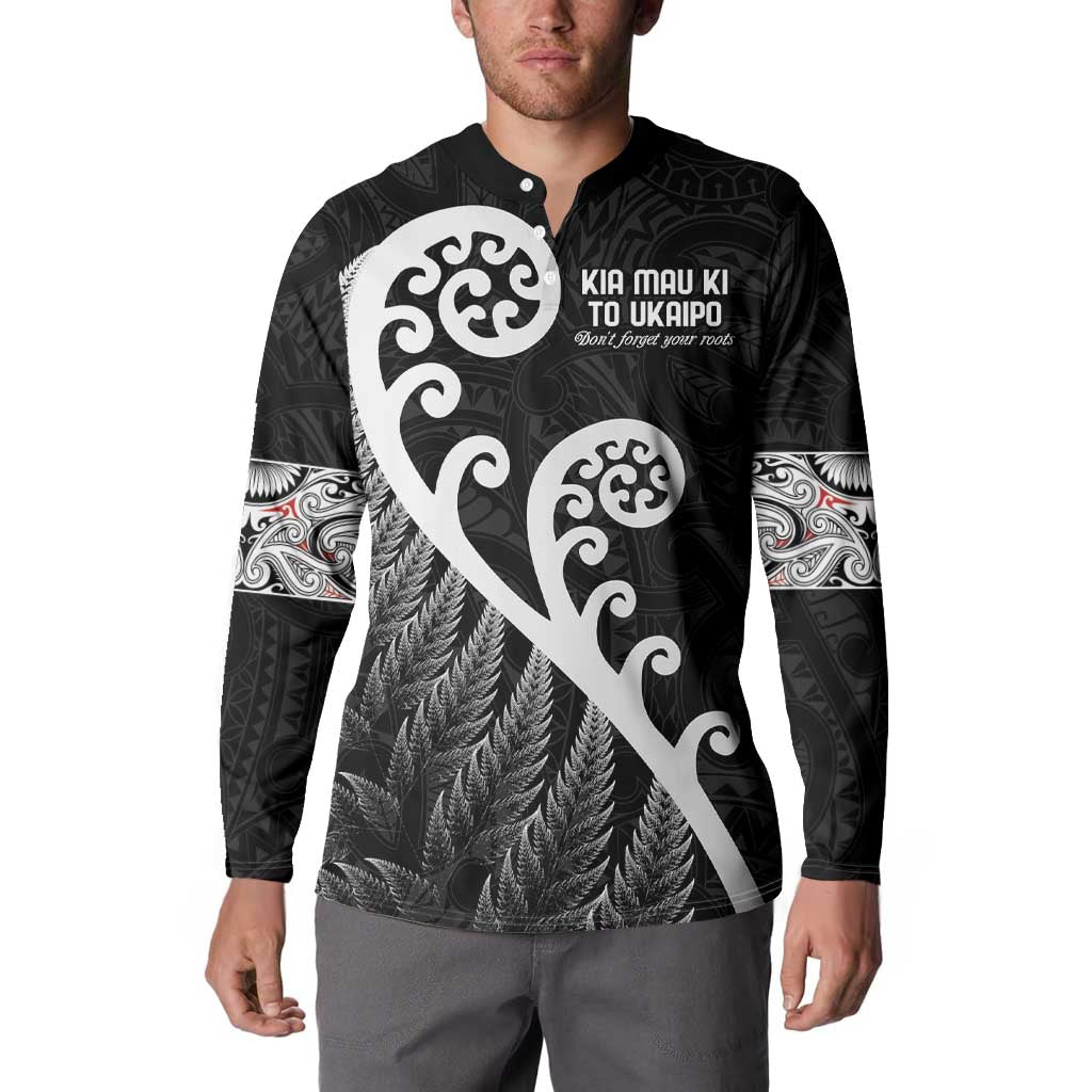 Kia Mau Ki To Ukaipo Button Sweatshirt Te Reo Maori Koru Fern Art