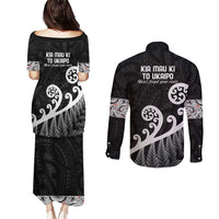 Kia Mau Ki To Ukaipo Couples Matching Puletasi and Long Sleeve Button Shirt Te Reo Maori Koru Fern Art LT9 - Polynesian Pride