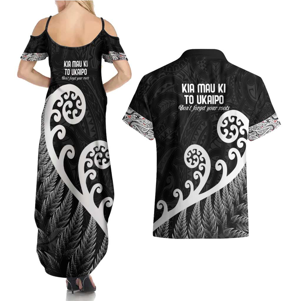 Kia Mau Ki To Ukaipo Couples Matching Summer Maxi Dress and Hawaiian Shirt Te Reo Maori Koru Fern Art LT9 - Polynesian Pride