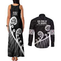 Kia Mau Ki To Ukaipo Couples Matching Tank Maxi Dress and Long Sleeve Button Shirt Te Reo Maori Koru Fern Art LT9 - Polynesian Pride