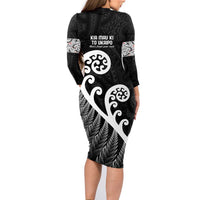 Kia Mau Ki To Ukaipo Family Matching Long Sleeve Bodycon Dress and Hawaiian Shirt Te Reo Maori Koru Fern Art LT9 - Polynesian Pride